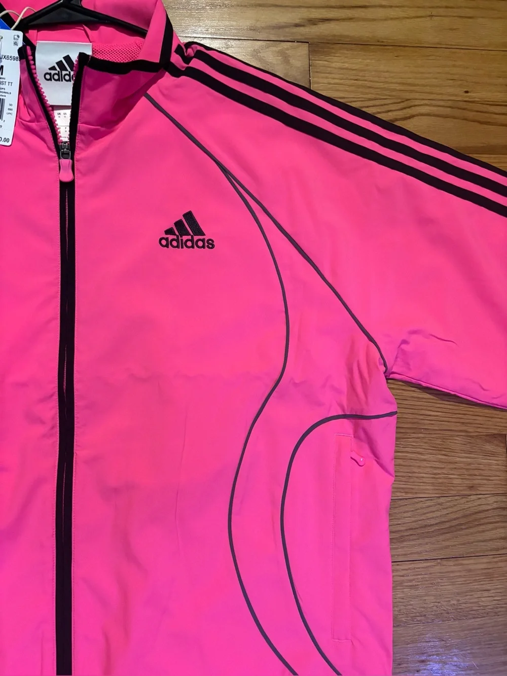 Adidas Teamgeist Adicolor Woven Full Zip Track Jacket Pink Black men’s sz M NEW!